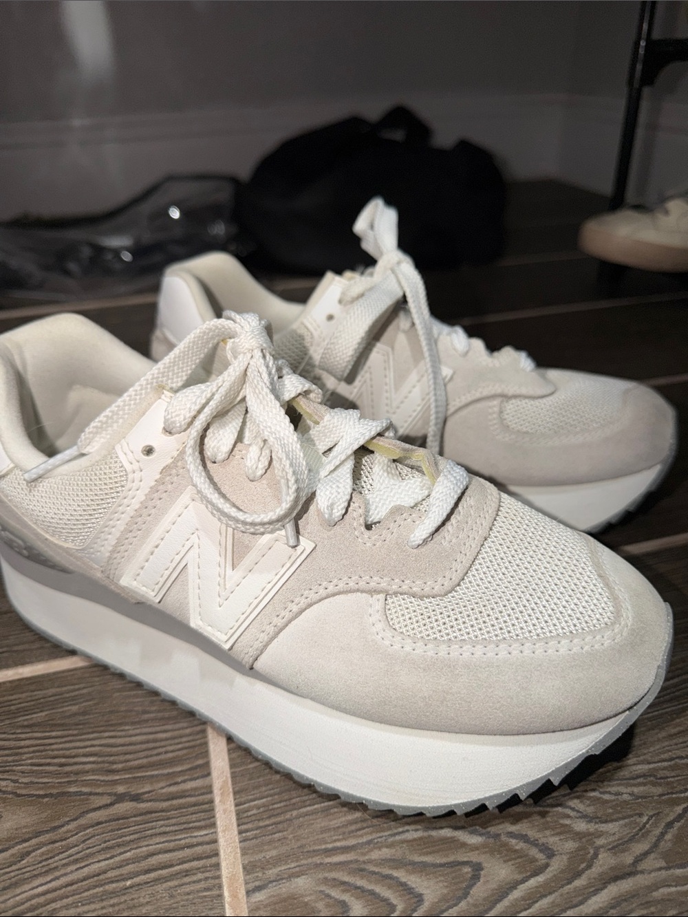 New Balance Women's Cream & White Platform Sneakers
